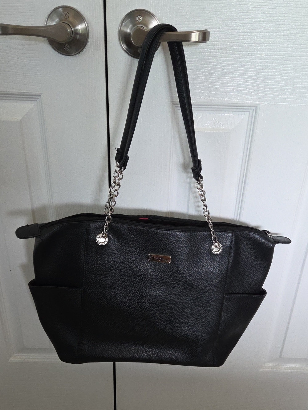 Stone Mountain Accessories Black Pebbled Tote with Chain-Strap